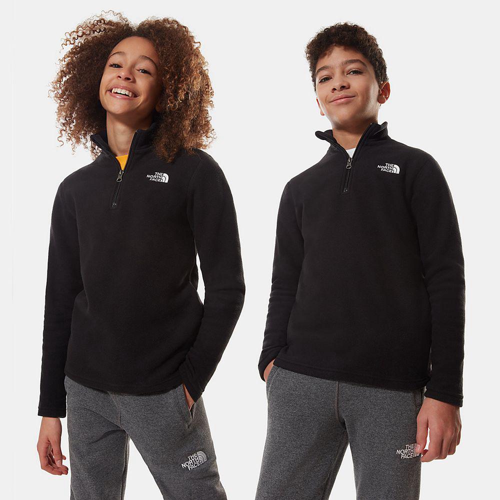 The North Face Glacier Quarter Zip Παιδικα Fleece - Μαυρα / Ασπρα (BZOX53281)